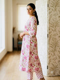 Floral Printed A-Line Cotton Kurta Set