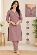 Semi Linen Cotton Salwar Set.Top, Pant and Duppatta Onion Pink